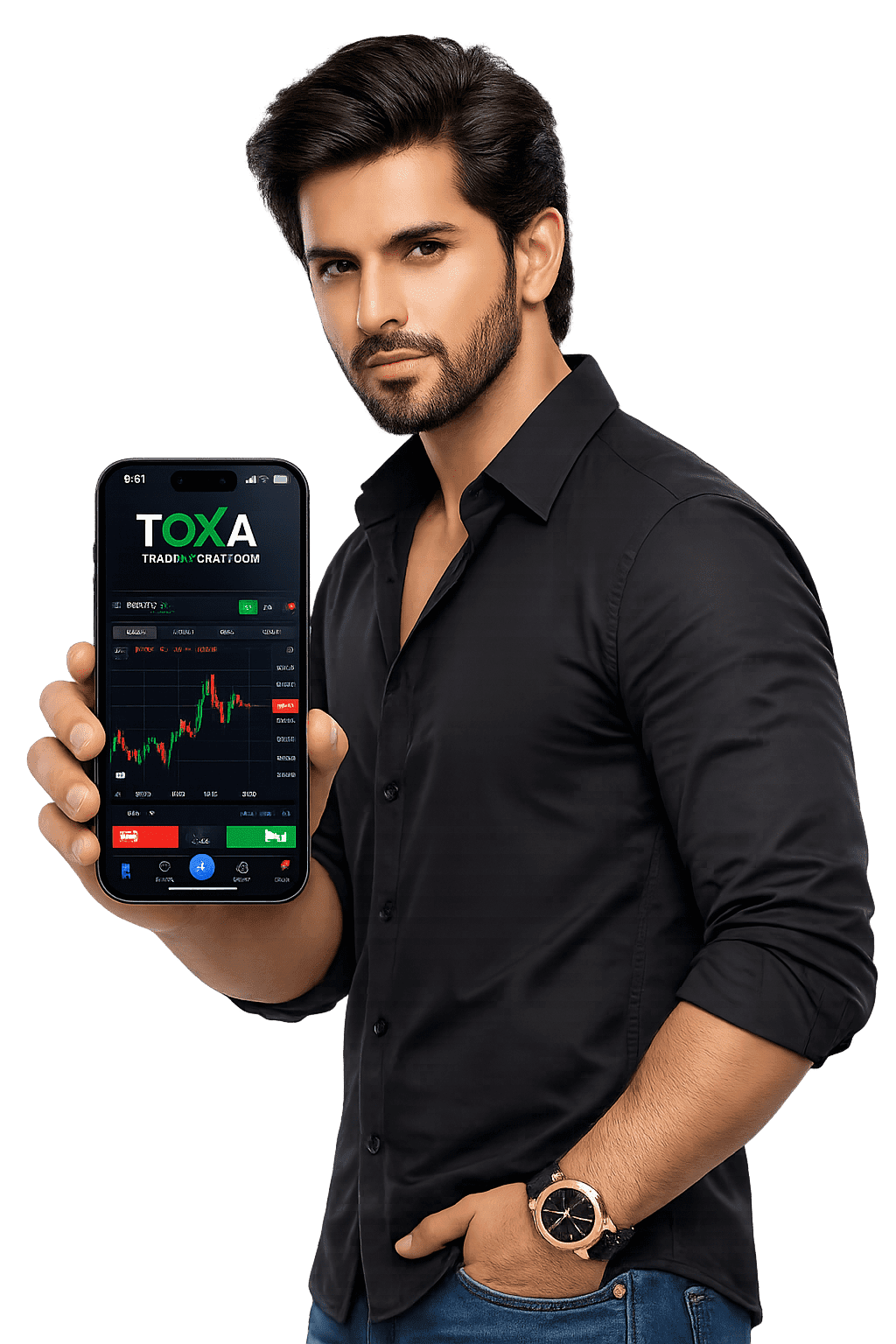 Dashboard view of Toxa Trading Binary App Interface showing active charts